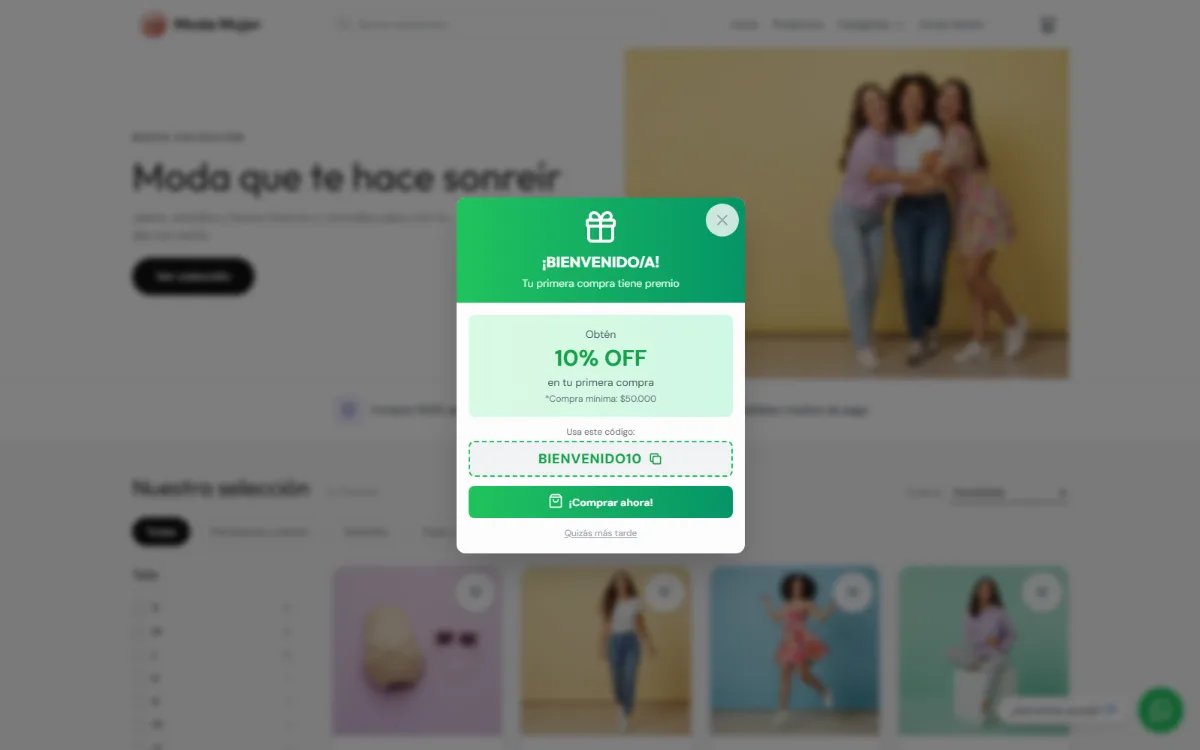 Cupón de bienvenida